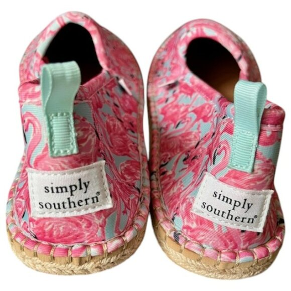 Simply Southern Flamingo Slip-On Espadrilles (Flat) - Pink/Aqua - 9 - Picture 5 of 10